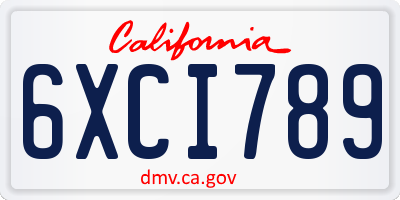 CA license plate 6XCI789
