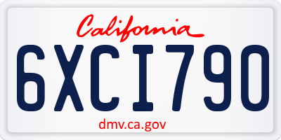 CA license plate 6XCI790