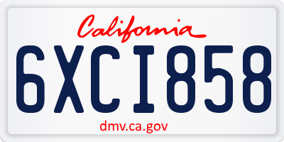 CA license plate 6XCI858