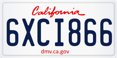 CA license plate 6XCI866