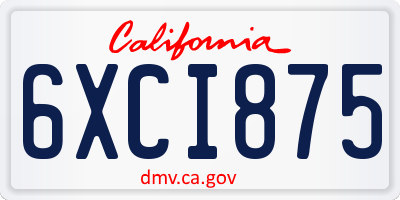 CA license plate 6XCI875
