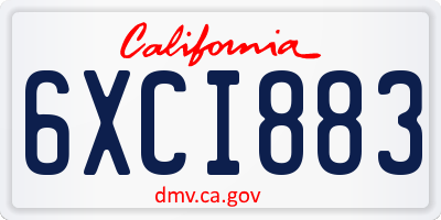 CA license plate 6XCI883