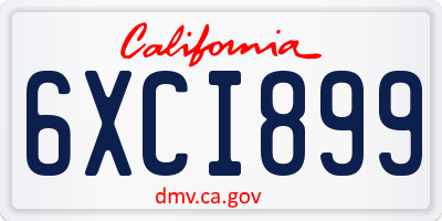 CA license plate 6XCI899