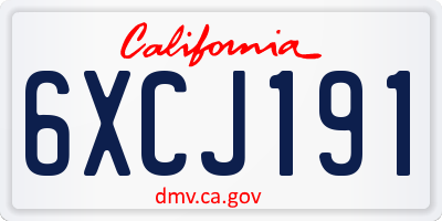 CA license plate 6XCJ191