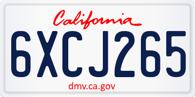 CA license plate 6XCJ265