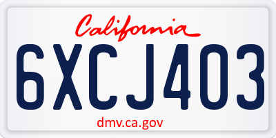 CA license plate 6XCJ403
