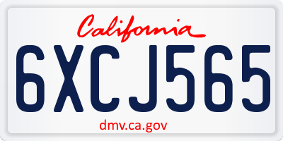 CA license plate 6XCJ565