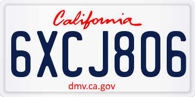CA license plate 6XCJ806
