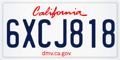 CA license plate 6XCJ818