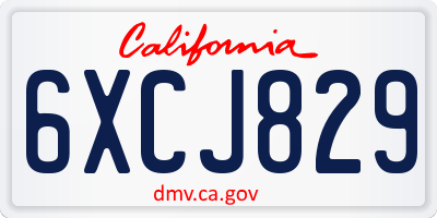 CA license plate 6XCJ829
