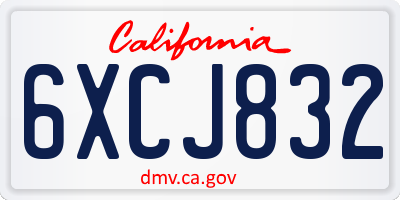 CA license plate 6XCJ832