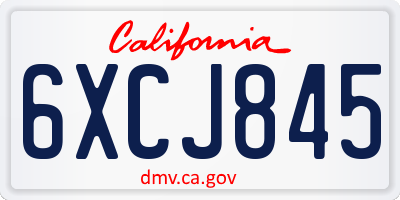 CA license plate 6XCJ845