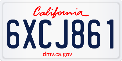 CA license plate 6XCJ861