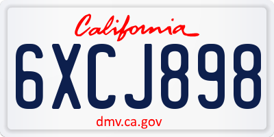 CA license plate 6XCJ898