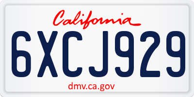 CA license plate 6XCJ929