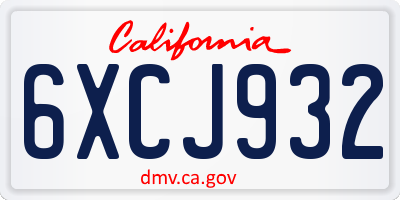 CA license plate 6XCJ932