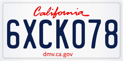 CA license plate 6XCK078