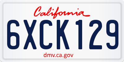 CA license plate 6XCK129