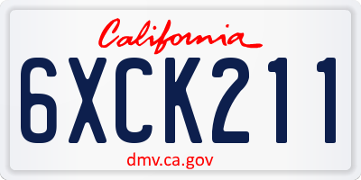 CA license plate 6XCK211