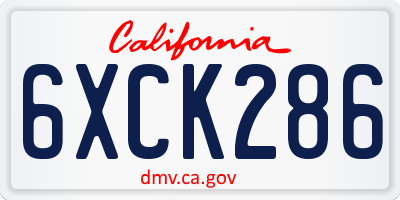 CA license plate 6XCK286
