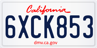 CA license plate 6XCK853