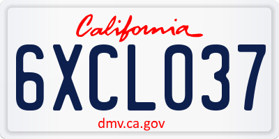 CA license plate 6XCL037