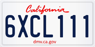 CA license plate 6XCL111