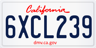 CA license plate 6XCL239