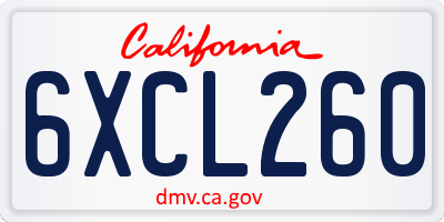 CA license plate 6XCL260