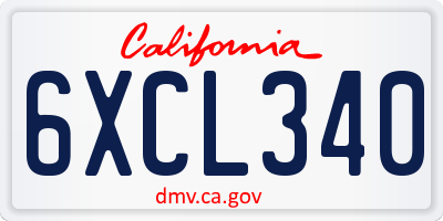 CA license plate 6XCL340