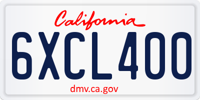 CA license plate 6XCL400
