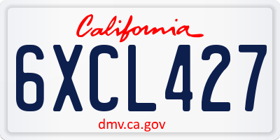 CA license plate 6XCL427