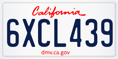 CA license plate 6XCL439