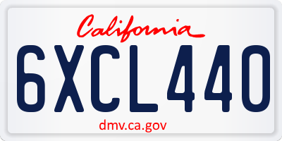 CA license plate 6XCL440