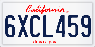 CA license plate 6XCL459