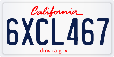 CA license plate 6XCL467