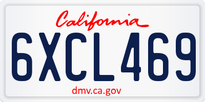 CA license plate 6XCL469