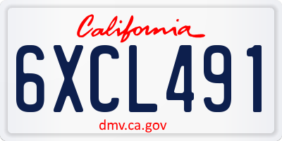 CA license plate 6XCL491