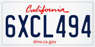 CA license plate 6XCL494