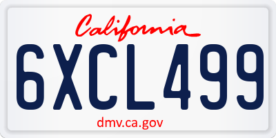 CA license plate 6XCL499