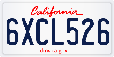 CA license plate 6XCL526