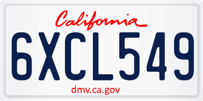 CA license plate 6XCL549