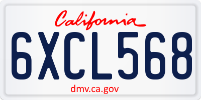 CA license plate 6XCL568