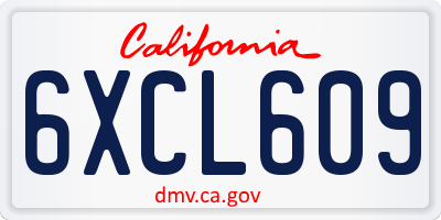 CA license plate 6XCL609