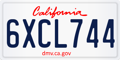 CA license plate 6XCL744