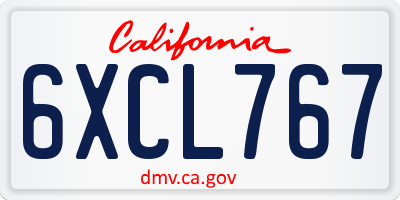 CA license plate 6XCL767