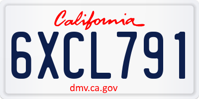 CA license plate 6XCL791