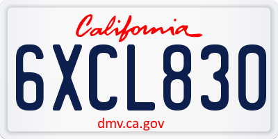 CA license plate 6XCL830