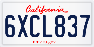 CA license plate 6XCL837