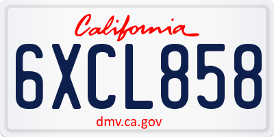CA license plate 6XCL858